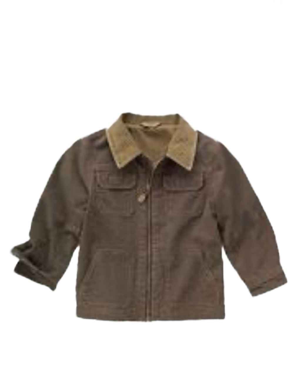 Gymboree Rugged Fully Lined Barn Coat with Corduroy Collar Pockets Brown and Tan